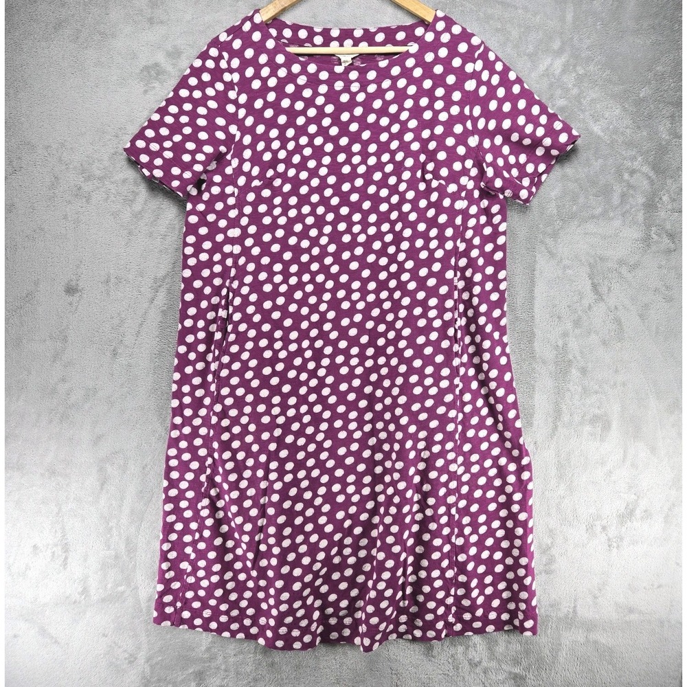 Seasalt Cornwall Organic Cotton Midi Dress US 10 UK 14 Raspberry Polka Dot Spot